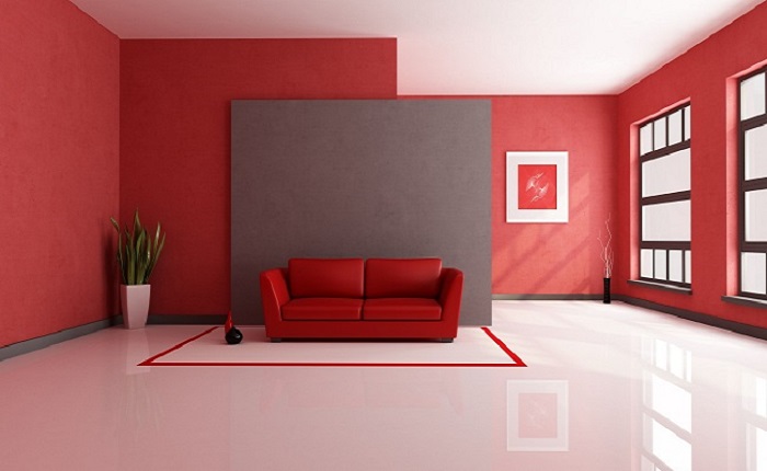 Drawing room with shade of red